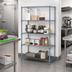 Thumbnail image #2 for Quantum Stationary Wire Shelving Starter Kit, 48-Inch W x 14-Inch D x 54-Inch H, 5 Shelves, Gray Epoxy Antimicrobial Finish