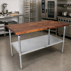 Thumbnail image #2 for John Boos WAL-JNS10-O 60 x 30 x 35-Inch American Black Walnut Wood Top Work Table with Adjustable Undershelf and Galvanized Base