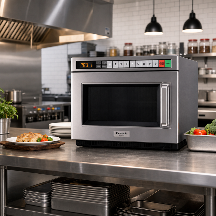 Product image #2 for Panasonic PRO1 Heavy Duty Countertop Commercial Microwave Oven, 0.6 Cu. Ft., 2100 Watts, Left-Hinged Door