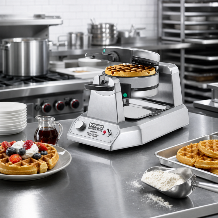 Product image #2 for Waring WW200 Heavy-Duty Double Belgian Waffle Maker with Rotary Vertical Design