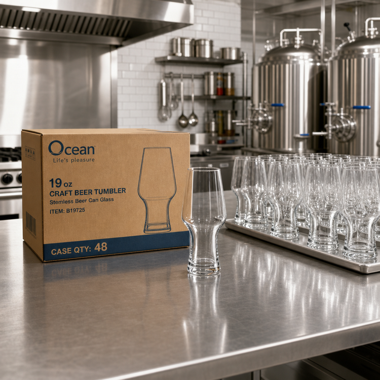 Product image #2 for Ocean 19 oz Glass Craft Beer Tumbler, Stemless Beer Can Glass, Case of 48