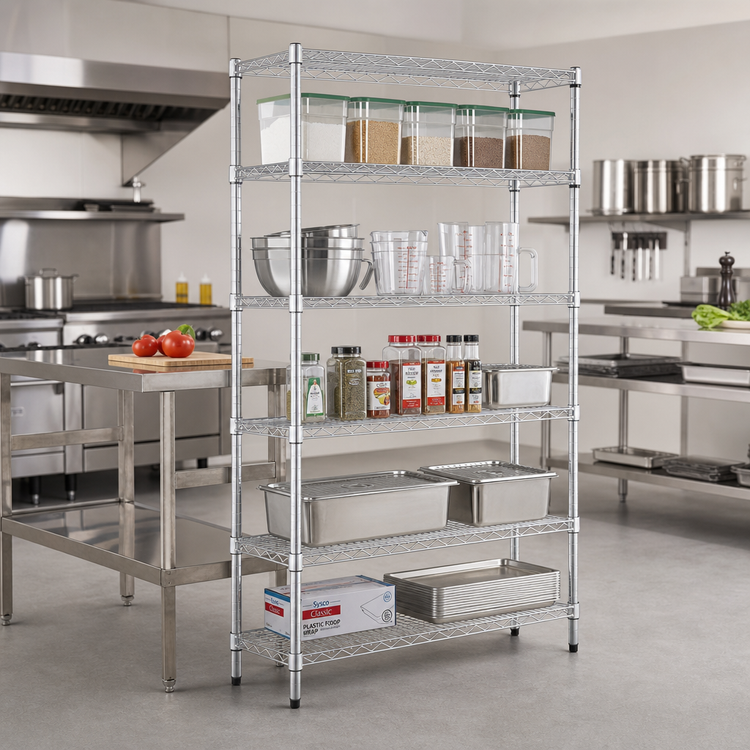 Product image #2 for Eagle Group 24"W x 18"D x 86"H 5-Tier Chrome-Plated Wire Shelving Add-On Unit