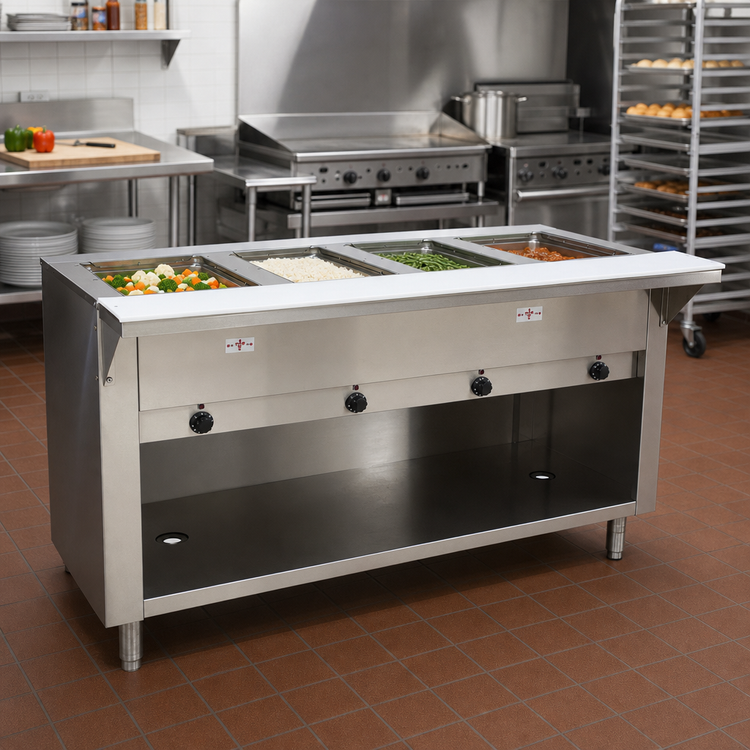 Product image #2 for Advance Tabco Triumph (Supreme) 4-Well Electric Hot Food Table with Sealed Wells and Open Cabinet Base
