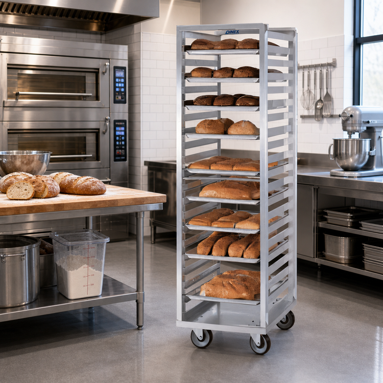 Product image #2 for Dinex Aluminum End-Loading Channel Rack for 33 Full-Size Sheet Pans