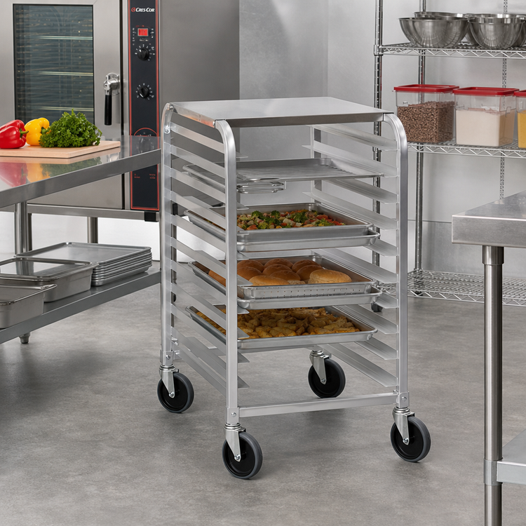 Product image #2 for Cres Cor Half-Height Mobile Knock Down Pan Rack for 10 18 x 26-Inch Pans with Stainless Steel Top Shelf