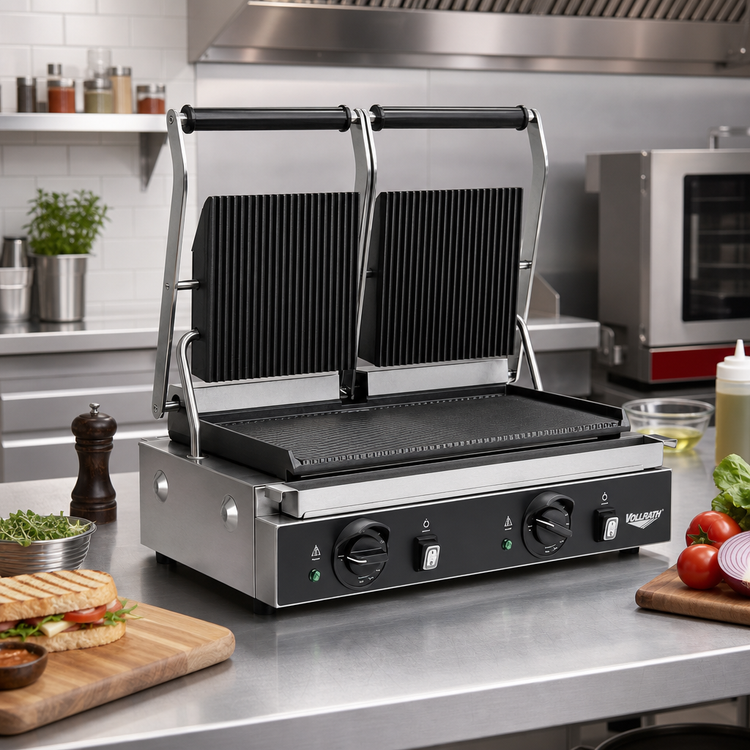 Product image #2 for Vollrath Countertop Electric Panini Press with Cast-Iron Grooved Plates