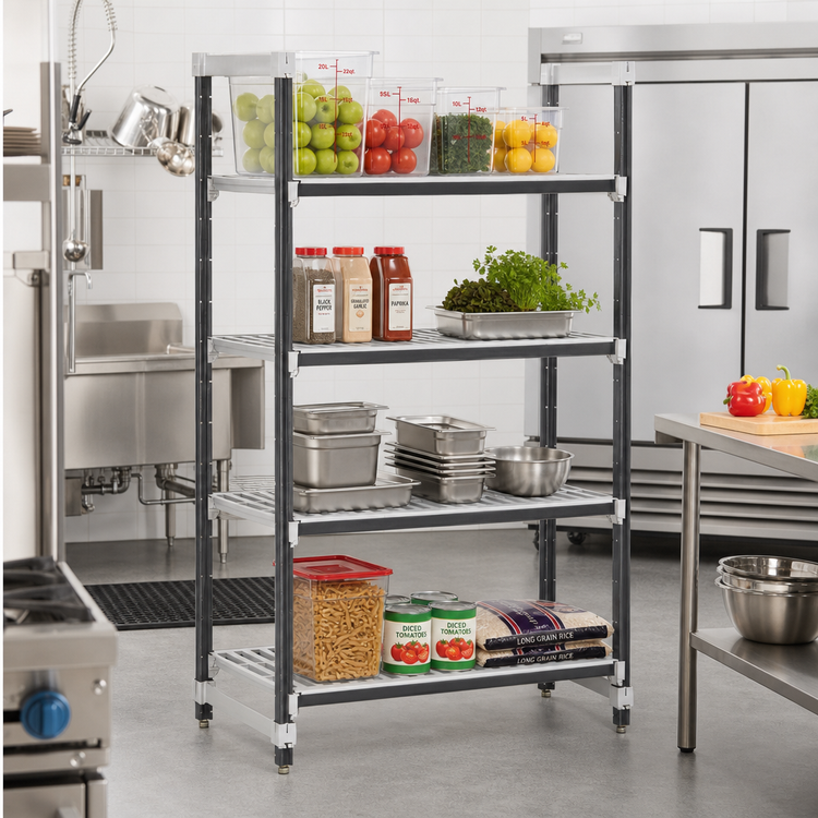 Product image #2 for Cambro Camshelving Elements XTRA 21" x 24" x 72" Stationary 4-Tier Vented Starter Shelving Unit