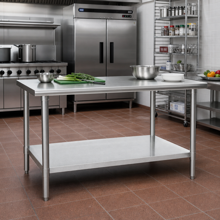 Product image #2 for Eagle Spec-Master 84 Inch x 36 Inch Flat Top Stainless Steel Work Table with Galvanized Undershelf