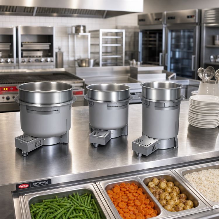 Product image #2 for Hatco Drop-In Round High-Watt Uninsulated Stainless Steel Heated Well with Drain, 11 Quart, 120V