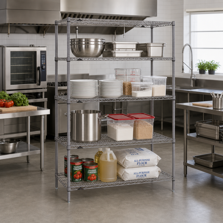 Product image #2 for Metro Super Erecta Stationary Starter Wire Shelving Unit, 48"W x 21"D x 74.5"H, 4 Shelves