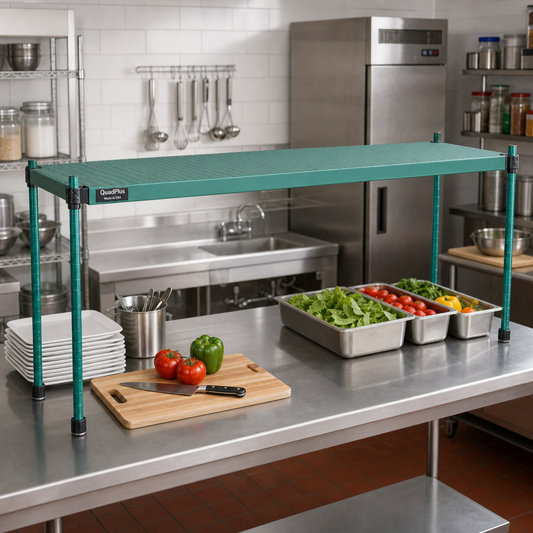 Product image #2 for QuadPlus Solid Green Polymer Shelf Mat with Quad-Adjust Wire Frame, 60 x 18 Inches