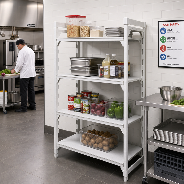 Product image #3 for Cambro Camshelving Premium 4-Tier Solid Stationary Starter Unit, 21" x 48" x 72" Polymer Shelving