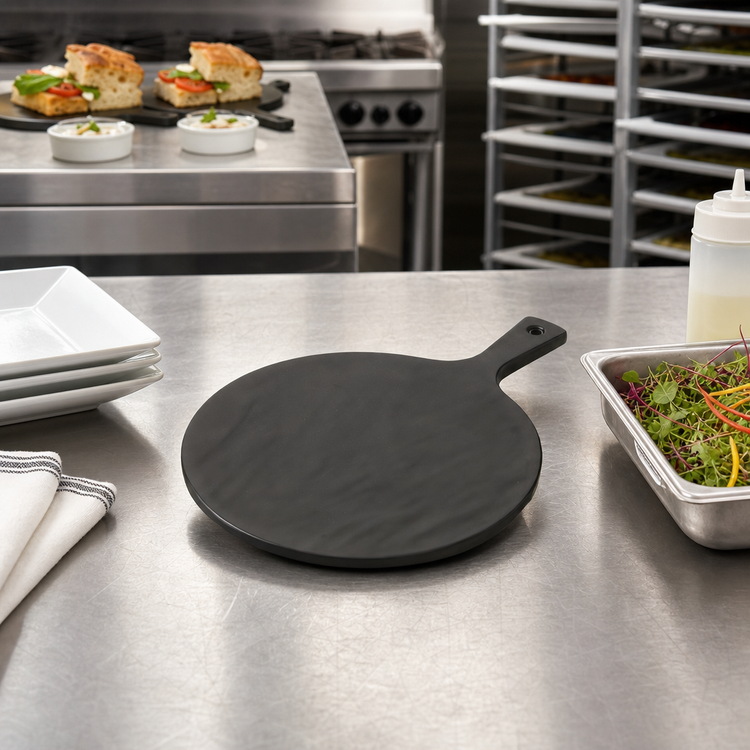 Product image #2 for American Metalcraft 9-Inch Round Black Faux Slate Melamine Serving Peel with Handle