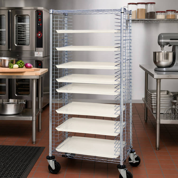 Product image #2 for Quantum TC-39 Mobile Side-Load Tray Cart, 39-Tray Capacity, Chrome-Plated Steel