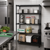 Thumbnail image #2 for Quantum Stationary Wire Shelving Starter Kit, 30 in. W x 21 in. D x 74 in. H, Black Epoxy Finish
