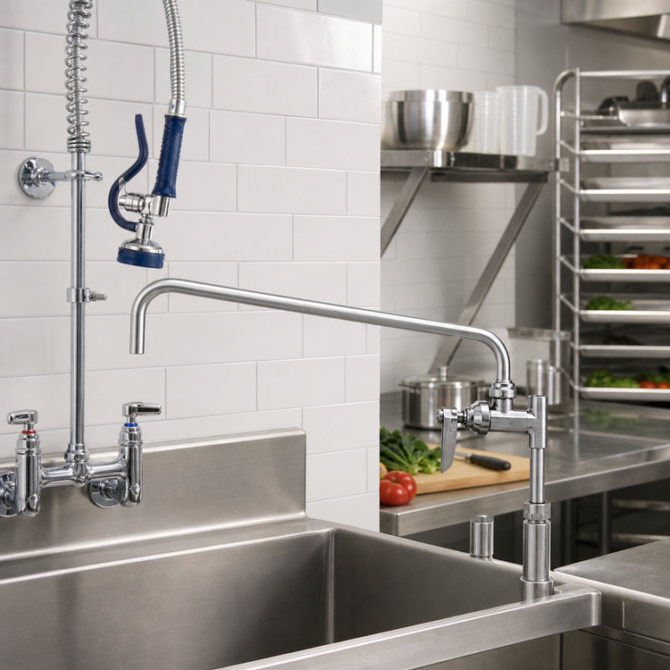 Product image #2 for T&S Add-A-Faucet Extra Heavy Duty Pre-Rinse Faucet Add-On with 12-Inch Spout for 313296 Spray Unit