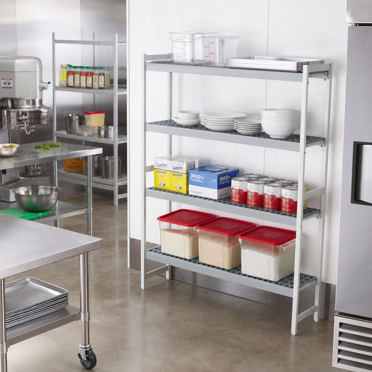 Product image #2 for Fermostock 4-Tier Polymer Shelving Expansion Kit, 71 Inch H x 47 Inch W x 18 Inch D