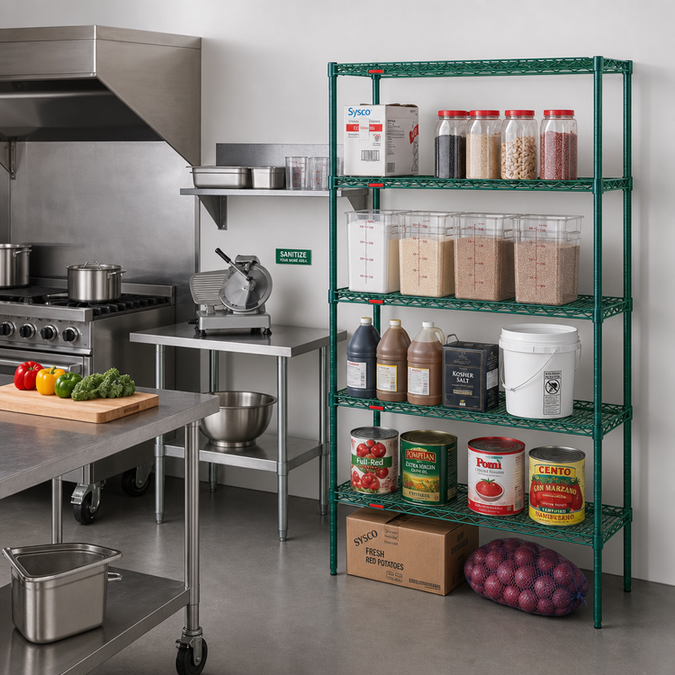 Product image #2 for Eagle Group Valu-Gard 5-Tier Add-On Wire Shelving Unit, 36 x 21 x 86 Inches, Green Epoxy