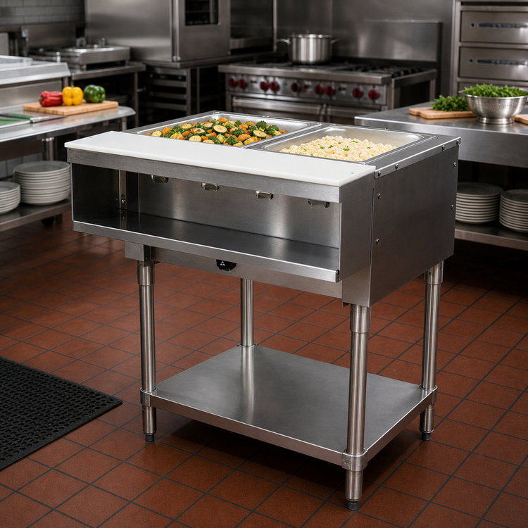 Product image #2 for Advance Tabco Triumph (Supreme) 2-Well Water Bath Hot Food Table, Natural Gas, Open Base with Undershelf
