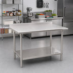 Thumbnail image #2 for Eagle Group BlendPort® BPT-2472FL 72W x 24D 18-Gauge 430 Stainless Steel Work Table with Open Galvanized Base, Undershelf and Rear Upturn