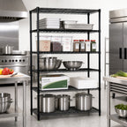 Thumbnail image #2 for Quantum WR54-2148BK-5 5-Shelf Wire Shelving Starter Kit, 48 x 21 x 54 Inches, Black Epoxy Finish