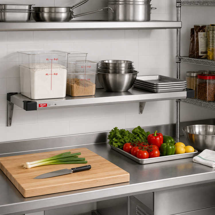 Product image #2 for Metro Super Erecta 54"W x 18"D Flat Solid Stainless Steel Shelf with Raised Ship's Edge
