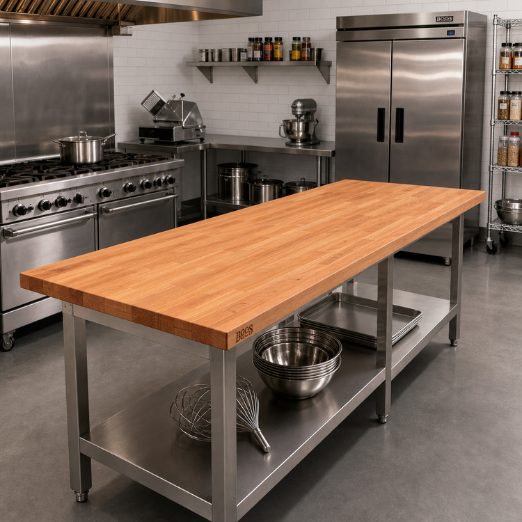 Product image #2 for John Boos Boos Block American Cherry Blended Edge Grain Kitchen Countertop, 144 x 32 x 1-1/2 Inch, Varnique Finish