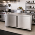 Thumbnail image #2 for John Boos 84-Inch x 24-Inch Stainless Steel Enclosed Work Table with Cabinet Base and Hinged Doors