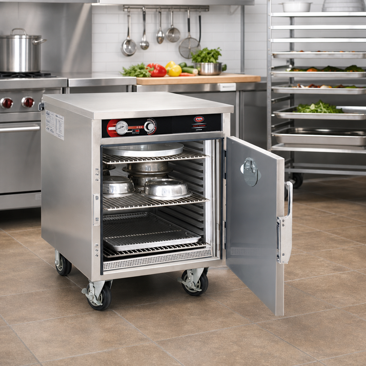 Product image #2 for FWE Handy Line Mobile Undercounter Heated Holding Cabinet, Single Door, 12-Pan Capacity, 120V, Stainless Steel