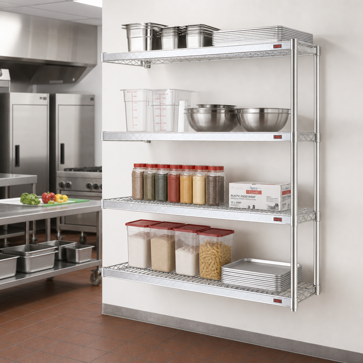 Product image #2 for Eagle Group 4-Tier Add-On Wire Shelving Unit with QuadTruss Shelves, 72-inch W x 24-inch D x 74-inch H, Chrome-Plated