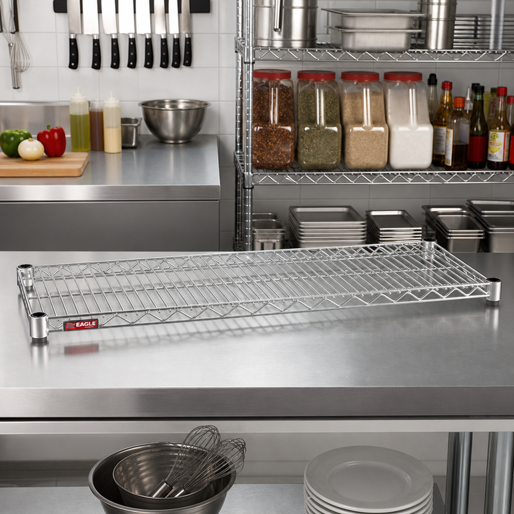 Product image #2 for Eagle Group QuadTruss 72-Inch W x 30-Inch D Chrome-Plated Wire Shelf, 600 lb. Capacity