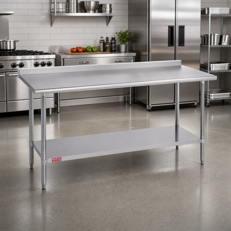 Product image #2 for Duke 108-Inch x 36-Inch Stainless Steel Work Table with 1-1/8-Inch Riser and Undershelf