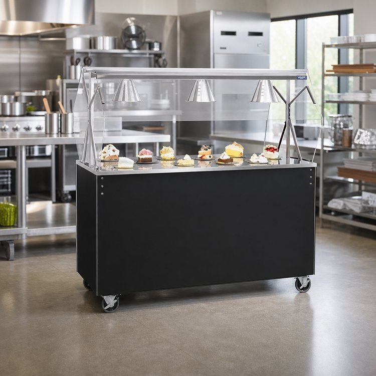 Product image #2 for Vollrath 2-Series Affordable Portable 46-Inch Mobile Utility Station with Seamless Stainless Steel Top and Buffet Breath Guard