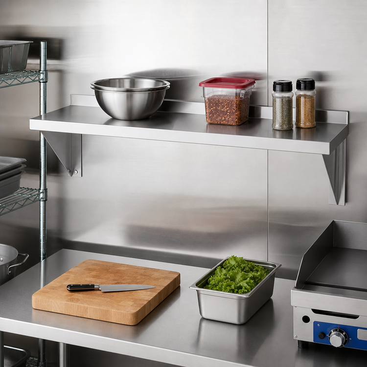 Product image #2 for Channel Manufacturing Solid Knock-Down Stainless Steel Wall Shelf, 36 x 12 Inches