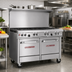 Thumbnail image #2 for Southbend Ultimate 48-Inch Commercial Gas Range with 7 Open Burners, 2 Space Saver Ovens, and High Shelf