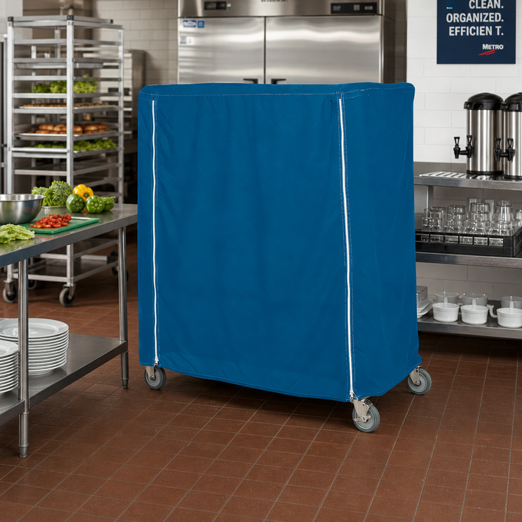 Product image #2 for Metro Waterproof Vinyl-Nylon Banquet Cart Cover, 36 x 24 x 62 Inches, Mariner Blue