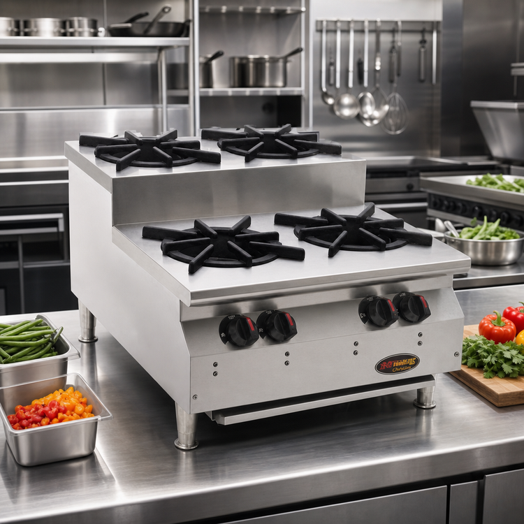Product image #2 for RedHots Chef's Line 24-Inch Step-Up Countertop Gas Hot Plate, 4 Burners, Natural Gas