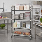Thumbnail image #2 for Cambro Camshelving® Elements EMT214880V4480 4-Tier Mobile Overhead Track Shelving Starter Unit, Vented Shelves, 21 x 48 x 80 Inches, 900 lb.