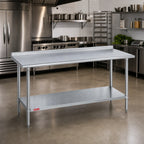 Thumbnail image #2 for Duke Manufacturing 416-3660-2R Stainless Steel Work Table with 1-1/8-Inch Straight Riser and Galvanized Undershelf, 60 x 36 Inches