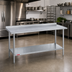 Thumbnail image #2 for Stainless Steel Work Table with 1-1/8-Inch Straight Riser and Galvanized Undershelf, 60 x 36 Inches