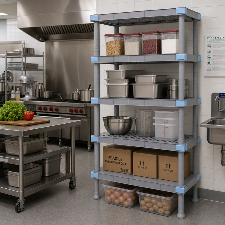 Product image #2 for Quantum Millenia 24" x 18" x 86" Gray Polymer Stationary Starter Shelving Unit with 5 Shelves