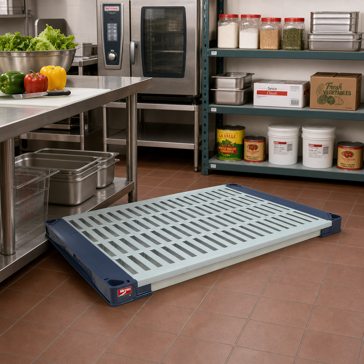 Product image #2 for MetroMax 4 All-Polymer Vented Shelf with Open Grid Mat, 60 W x 24 D Inches