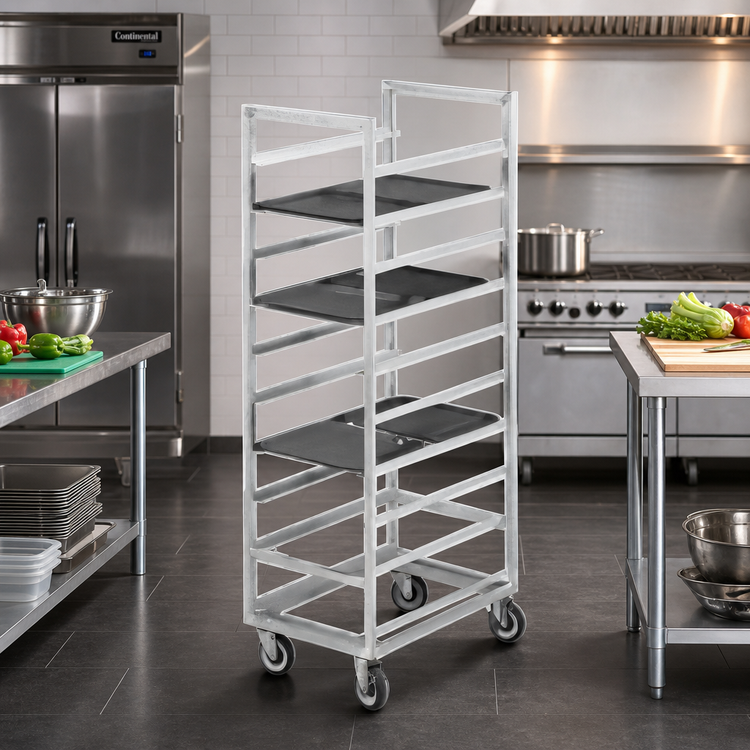 Product image #2 for Channel Standard Series Single Section Aluminum Cafeteria Tray Rack, End Load, 36 Inch High, 18 Tray Capacity, 15 x 20 Inch Trays