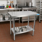 Thumbnail image #2 for BK Resources SVT-3024 30"W x 24"D Stainless Steel Work Table, 18-Gauge 430 Top, Open Base with Adjustable Undershelf