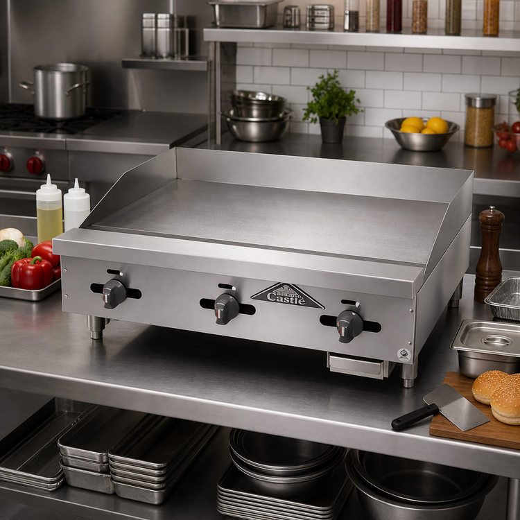 Product image #2 for Comstock-Castle Diner Series 72-Inch Countertop Gas Griddle with Thermostat Controls