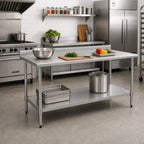Thumbnail image #2 for Eagle Group BlendPort® BPT-2448SEB-BS 48 x 24 Inch Stainless Steel Work Table, 300 Series Top, 4-1/2-Inch Backsplash, Adjustable Undershelf