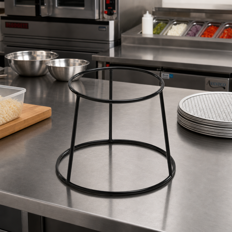 Product image #2 for American Metalcraft Large Round Reversible Pizza Pan Rack Stand, Black Rubber-Coated Steel