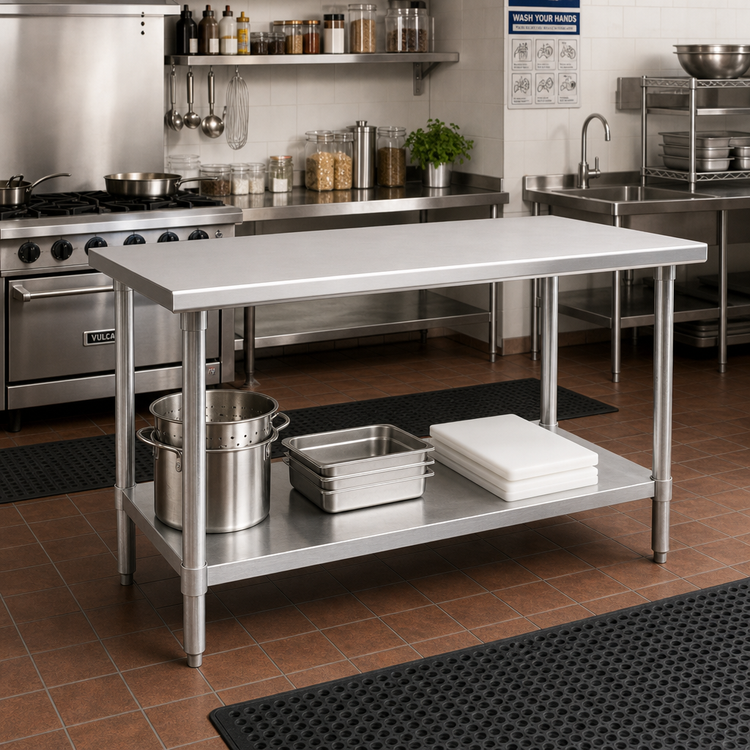 Product image #2 for Eagle Spec-Master 72-Inch x 24-Inch Stainless Steel Flat Top Work Table with Adjustable Galvanized Undershelf