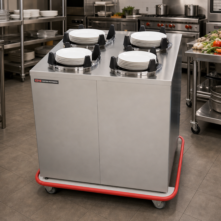 Product image #2 for Carter-Hoffmann Mobile Enclosed Heated 4-Silo Plate Dispenser Cart for 10-Inch Round Plates