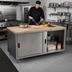Thumbnail image #2 for BK Resources Dual Access Chef Table with Cabinet Base, Sliding Doors, and Hard Maple Top, 72 x 30 Inches